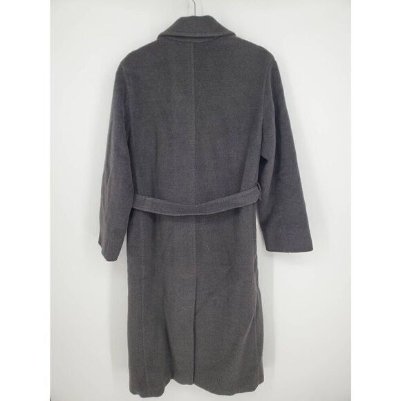 MaxMara Wool Cashmere Long Belted Coat Dark Grey Size 8 - Picture 7 of 7